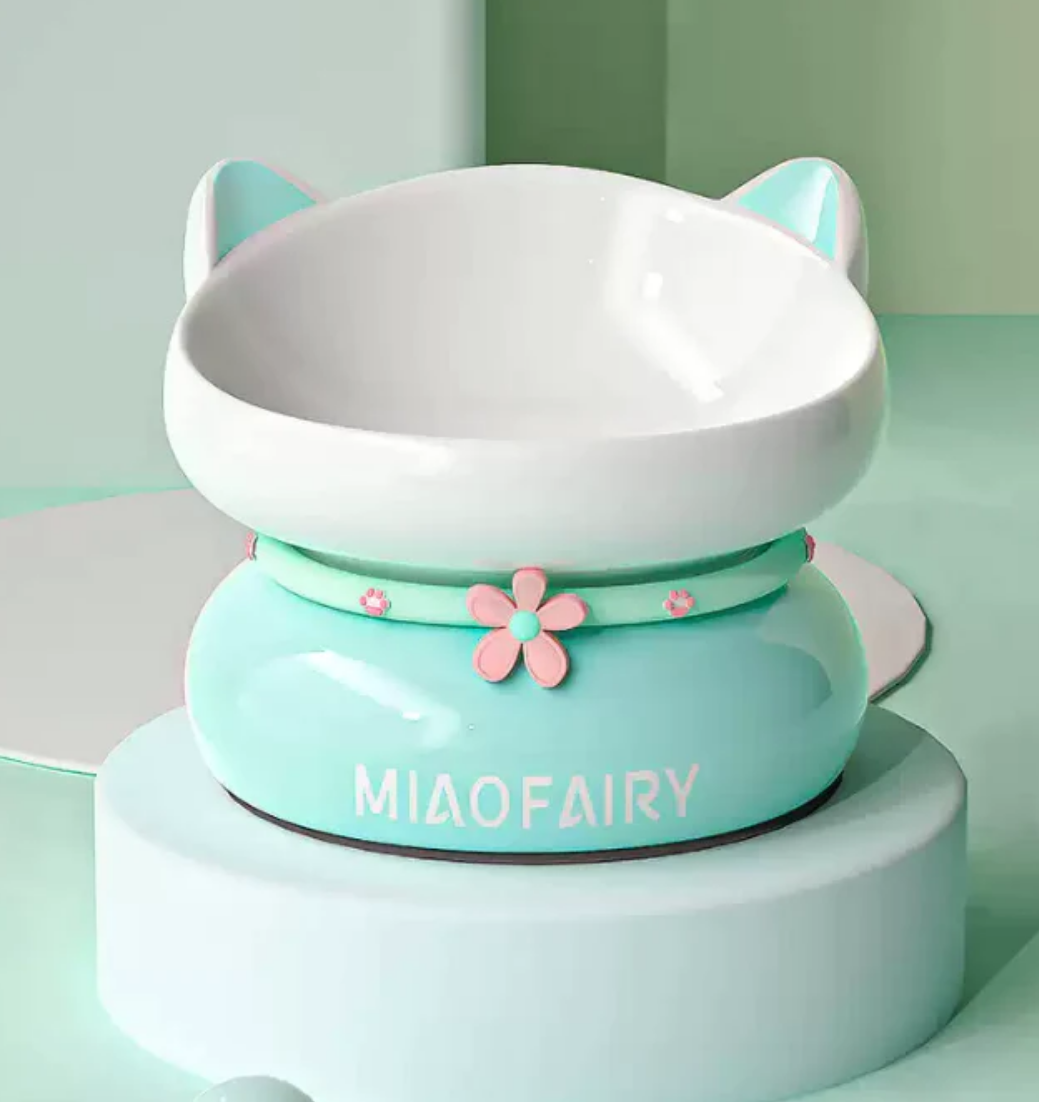 MIAOFAIRY Cat Bowl Cyan Color Durable Practical Easy Daily Use Food Water NEW